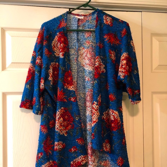 Lularoe Blue Sweater Kimono Cover Up Top - Picture 1 of 9